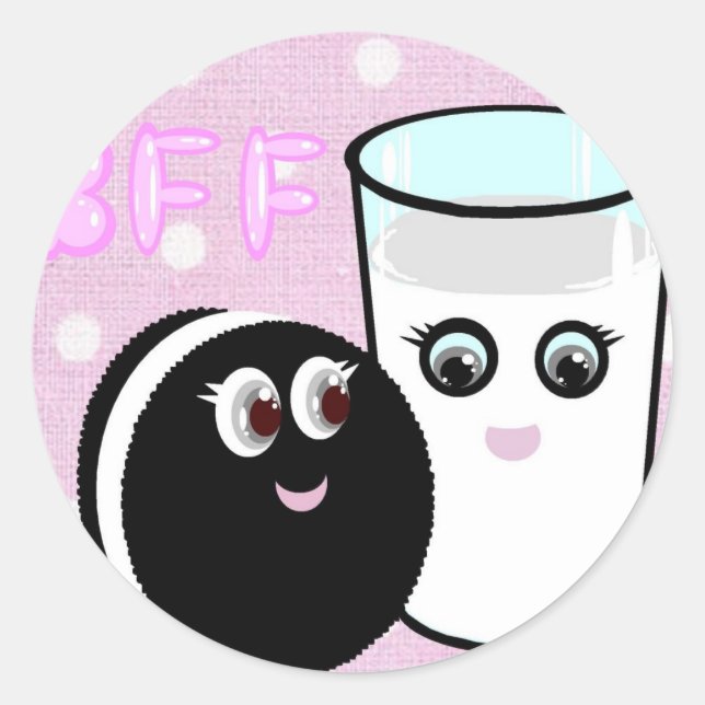 Kawaii Liebste für immer Milch und Cookie BESTE FR Runder Aufkleber (Vorderseite)