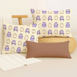 Kawaii Lila Dicke Katzen Pastell Süße Wurfkissen Kissen
