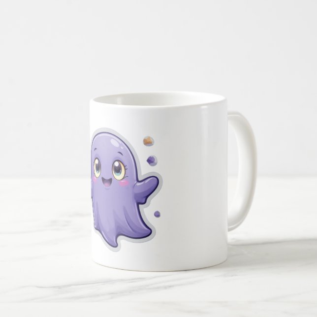 Kawaii Lila Ghost Tasse Niedlich Spooky Halloween  (VorderseiteRechts)