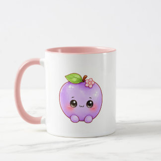 Kawaii Lila Pflaumen-Tasse | Süße Frucht-Kaffeetas Tasse