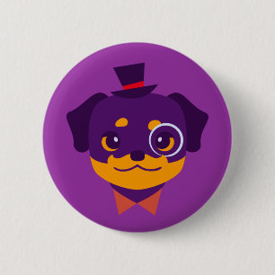 Kawaii lila Rottweiler Welpe Button