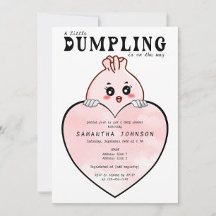 Kawaii Little Dumpling Dim Sum Pink Baby Dusche Einladung