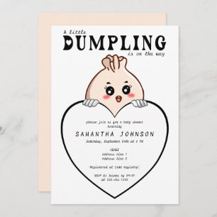 Kawaii Little Dumpling Dim Sum White Baby Shower Einladung
