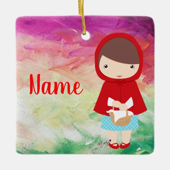 Kawaii Little Girl Red Ornament (Vorderseite)