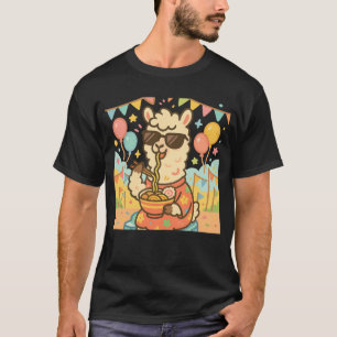 Kawaii Llama Eating Ramen - Niedliches Festival Fo T-Shirt