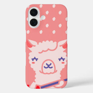 Kawaii Llama Rockstar Niedlich Pink Gitarre Tier iPhone 16 Hülle