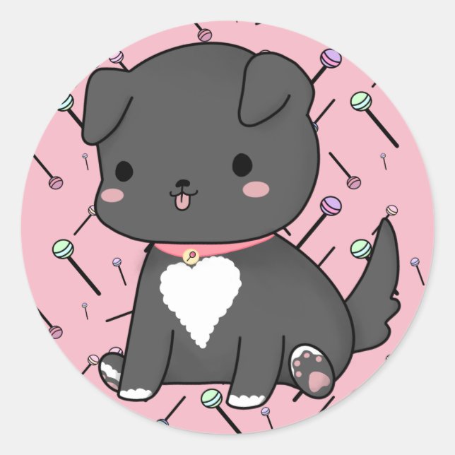 Kawaii Lollipop Pup Sticker (Vorderseite)