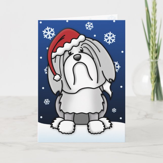 Kawaii Lowchen Weihnachtskarte Feiertagskarte (Vorderseite)