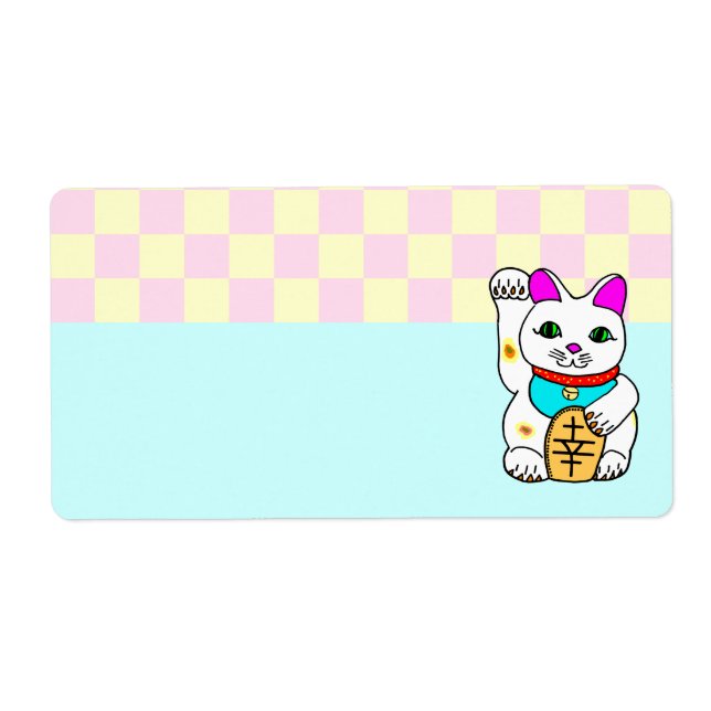 Kawaii Lucky Cat Maneki Neko Checkerboard (Vorne)