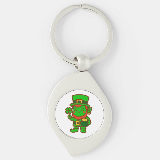 Kawaii Lucky Leprechaun Schlüsselanhänger (Vorderseite)