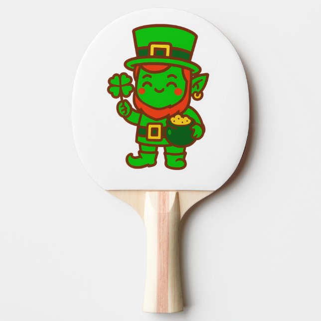 Kawaii Lucky Leprechaun Tischtennis Schläger (Vorderseite)