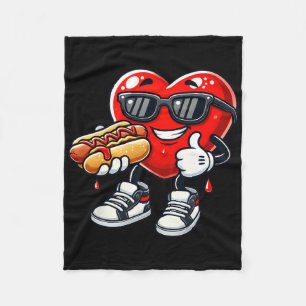Kawaii Lustiger Herz-essender Hot Dog Valentinstag Fleecedecke