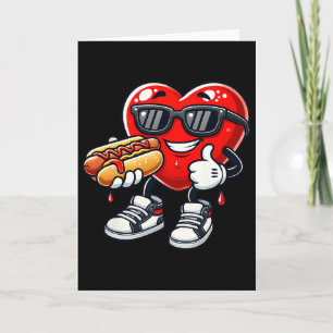 Kawaii Lustiger Herz-essender Hot Dog Valentinstag Karte