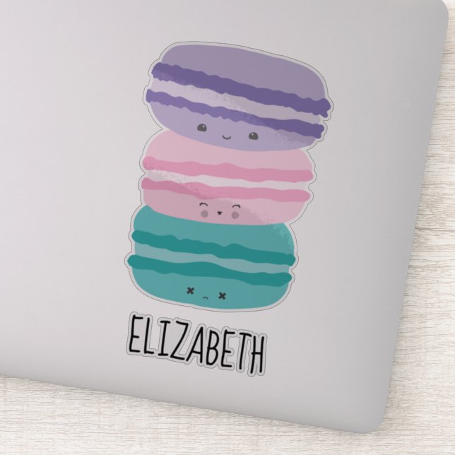 Kawaii Macarons Pastel Niedliche Personalisierte C Aufkleber (Detail)