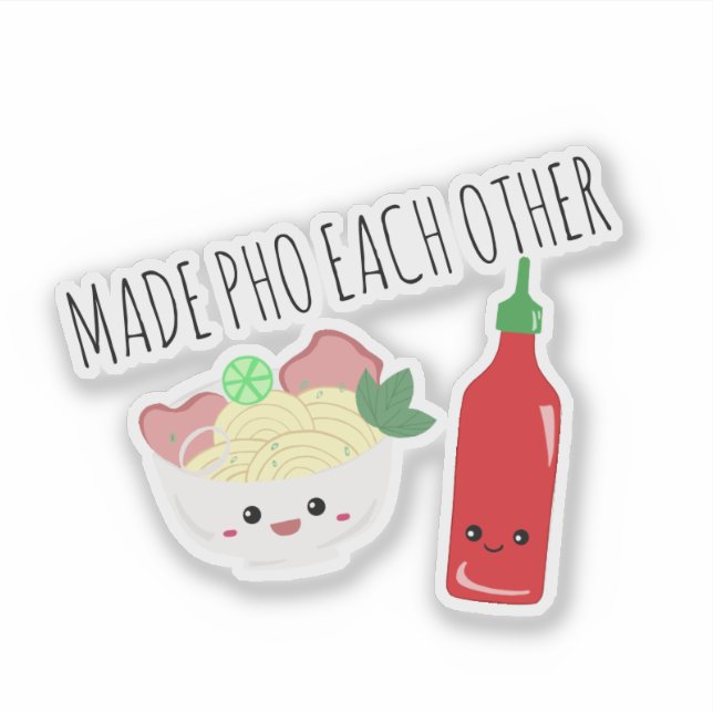 Kawaii Made Pho Each Other Valentine's Day Noodles Aufkleber (Vorderseite)