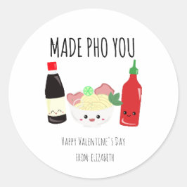 Kawaii Made Pho Each Other Valentine's Day Noodles Runder Aufkleber