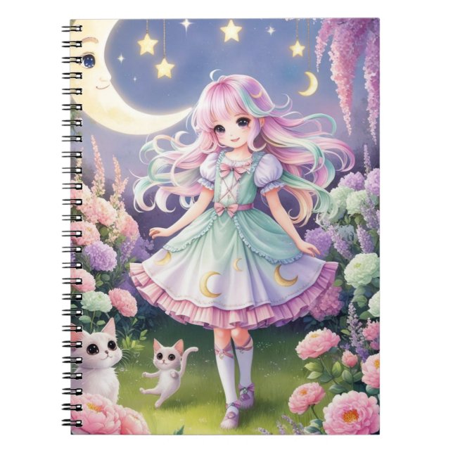 Kawaii Magical Girl Journal - Spirit Cat Notebook Notizblock (Vorderseite)