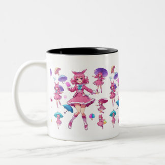 Kawaii Magical Girl mit Umbrellas Coffee Tasse