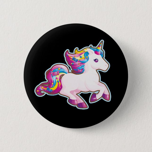 Kawaii magisches Süßigkeits-Einhorn Button (Vorderseite)