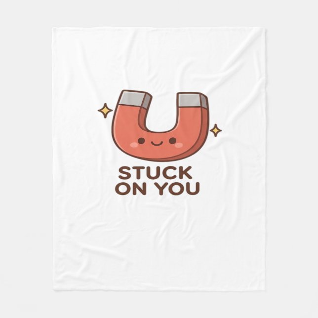 Kawaii Magnet Stuck On You Cute Playful Style  Fleecedecke (Vorderseite)