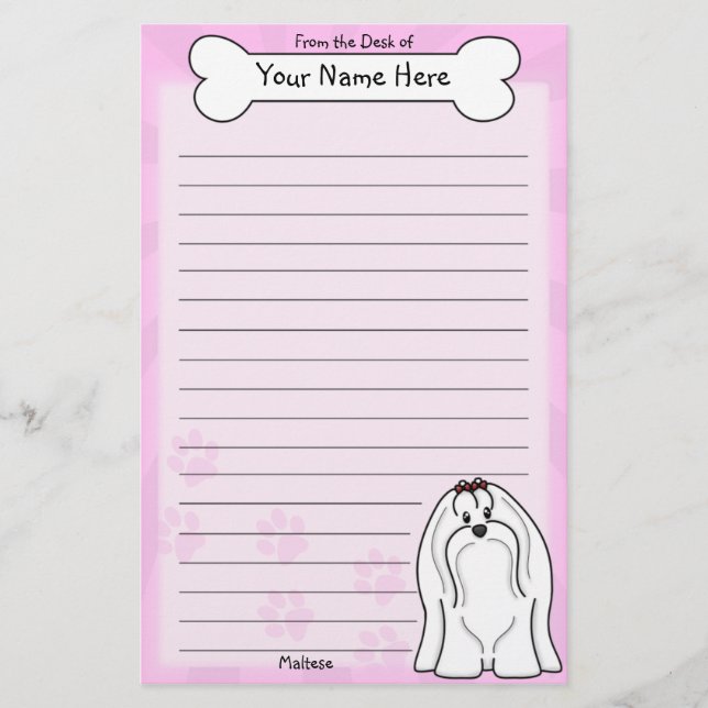 Kawaii Maltese Stationery Briefpapier (Vorderseite)