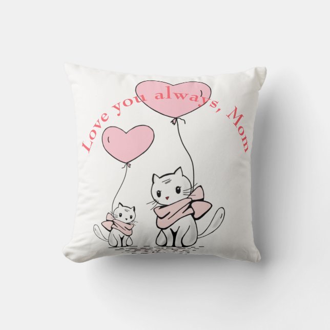 Kawaii Mama Cat & Kitten Custom Kissen (Vorderseite)