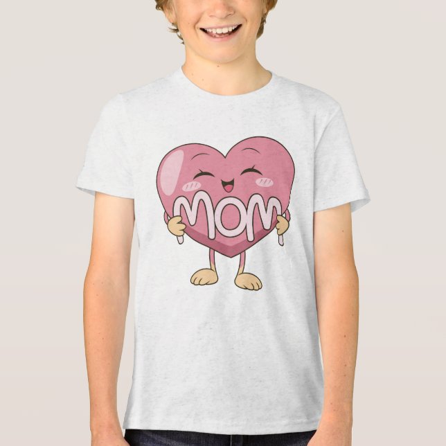 Kawaii-Mama-Herz-Umarmer-Design Tri-Blend Shirt (Vorderseite)