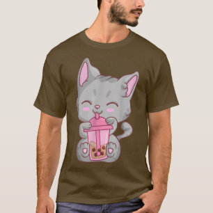 Kawaii Maneki Neko Cat Girls Women, Anime Boba Bub T-Shirt