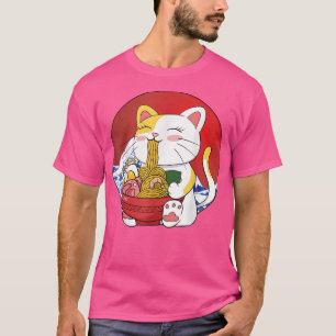 Kawaii Maneki Neko Ramen Niedlich Japanisch Manga  T-Shirt