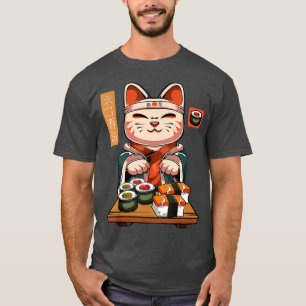 Kawaii Maneki Neko Sushi Bar Niedlich Sashimi Maki T-Shirt