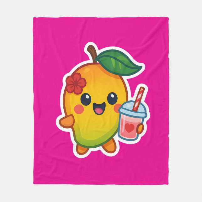 Kawaii Mango - Sweetheart Frucht mit Herz Smoothi Fleecedecke (Vorderseite)