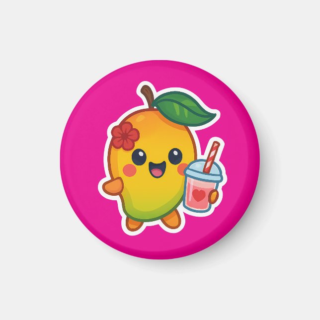 Kawaii Mango - Sweetheart Frucht mit Herz Smoothi Magnet (Vorne)