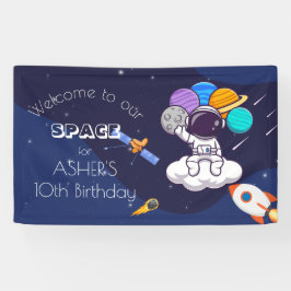 Kawaii marineblaue Weltraum-Astronauten-Party Banner
