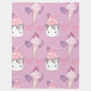 Kawaii Marshmallow & Ice Cream Muster Fleecedecke