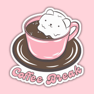 Kawaii Marshmallow Kaffeepause Aufkleber
