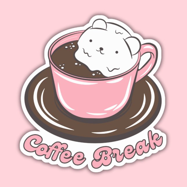 Kawaii Marshmallow Kaffeepause Aufkleber (Von Creator hochgeladen)