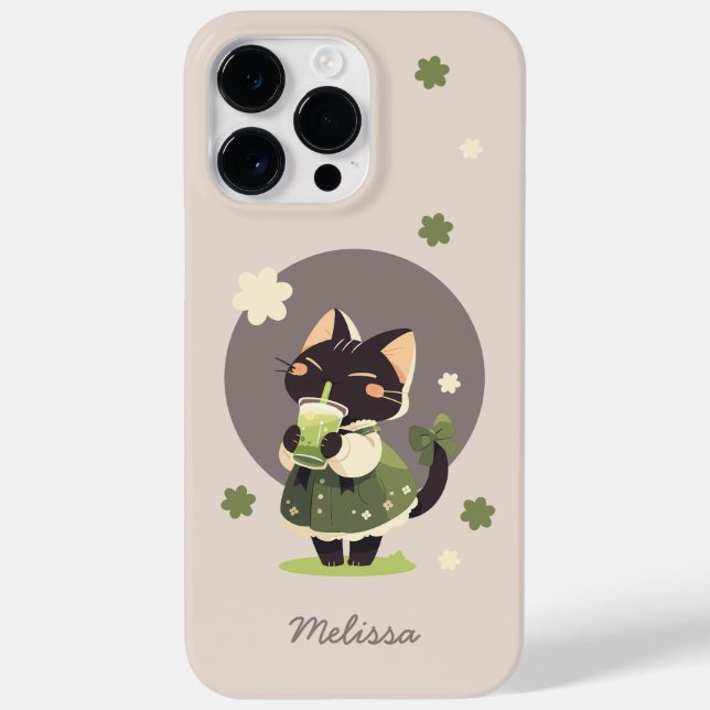 Kawaii Matcha Cat Case Gift for Anime & Cat Lovers (Rückseite)