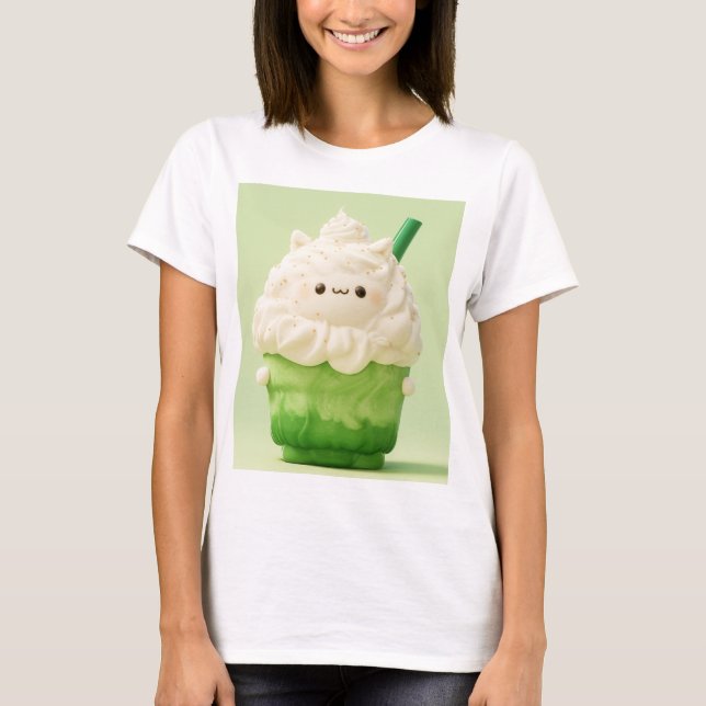 Kawaii Matcha Drink Happy T-Shirt (Vorderseite)