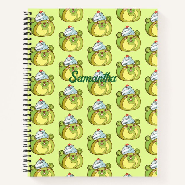 Kawaii Matcha Swiss Roll Bear Cake Notizbuch (Vorderseite)