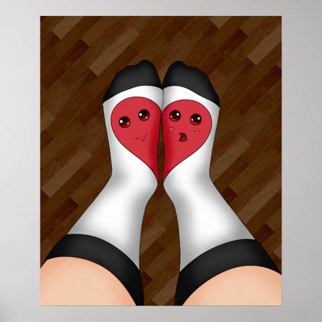 Kawaii Matching Socks Herz Poster (Vorne)