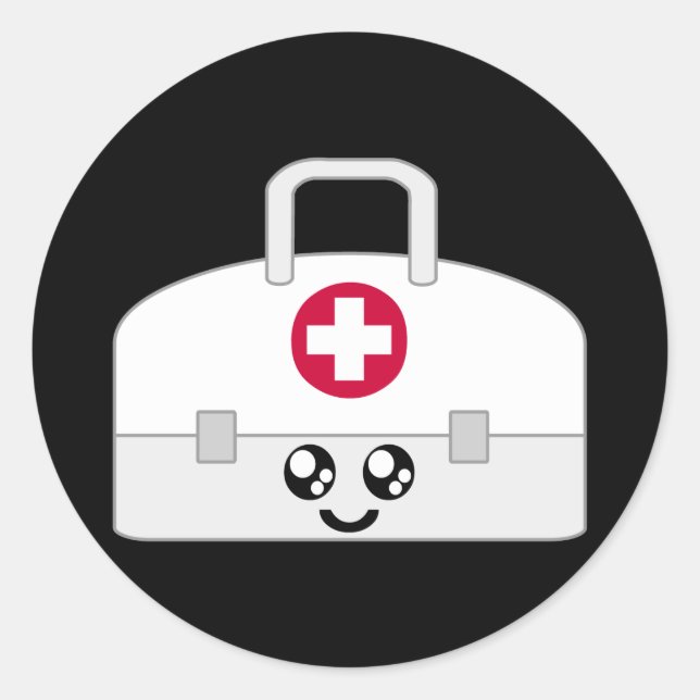 KAWAII MEDICAL NURSE BAG GLÜCKLICHES GESICHT RUNDER AUFKLEBER (Vorderseite)