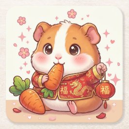 Kawaii Meerschweinchen Chinesisches Neujahrs Later Rechteckiger Pappuntersetzer