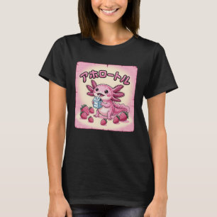 Kawaii Meme Axolotl Erdbeermilch japanische Anime T-Shirt