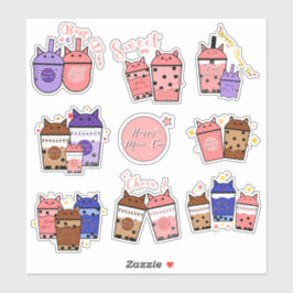 Kawaii Meow Tee Cup Vinyl Sticker