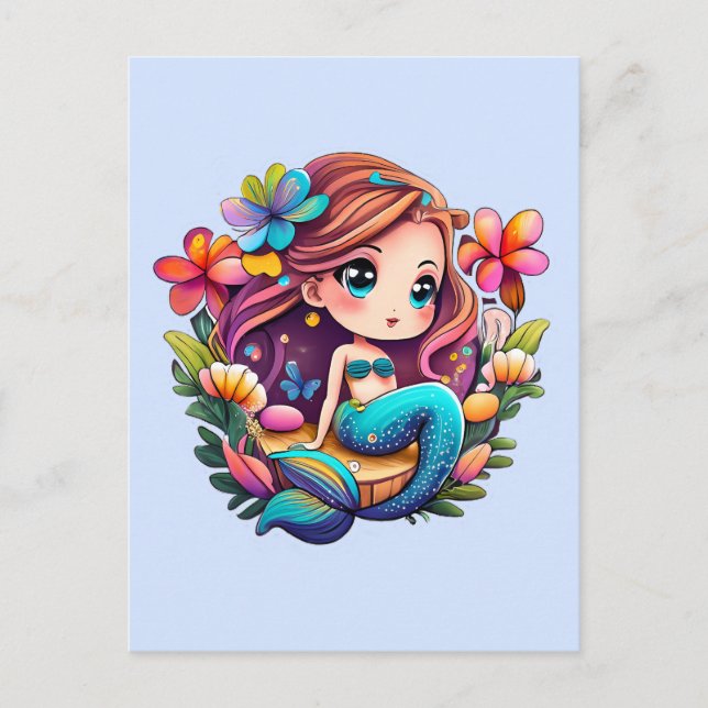 Kawaii Mermaid Postkarte (Vorderseite)