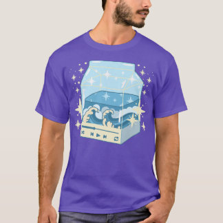 Kawaii Milk Carton Kanagawa Wave Lofi Aes T-Shirt