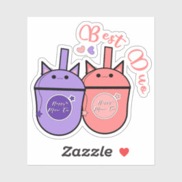 Kawaii Milk Tee Cup Vinyl Sticker | Bestes Duo