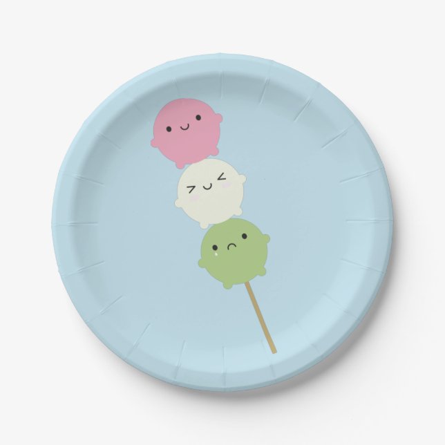 Kawaii Mochi Dango Pappteller (Vorderseite)