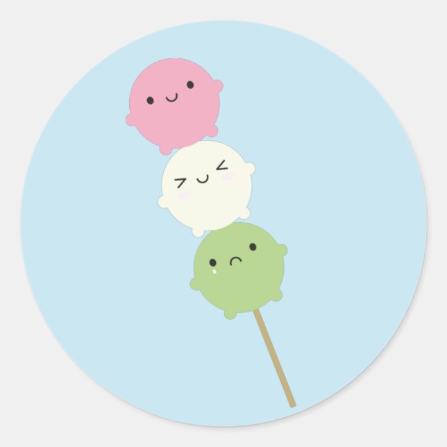Kawaii Mochi Dango Runder Aufkleber (Vorderseite)