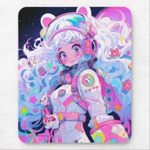 Kawaii Moe Pastel Space Astronaut Anime Girl Mousepad